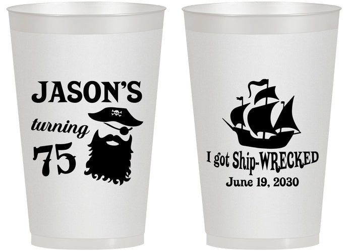 Personalized Birthday 14 oz Frosted Cups - 75th Shipwrecked | 20029