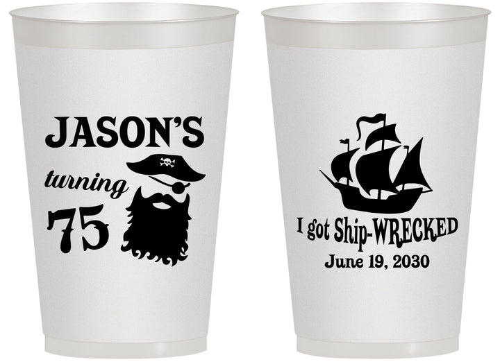 Personalized Birthday 14 oz Frosted Cups - 75th Shipwrecked | 20029