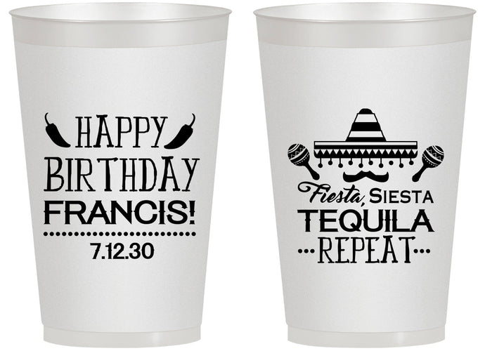 Personalized Birthday 14 oz Frosted Cups - Fiesta Siesta Tequila | 20030