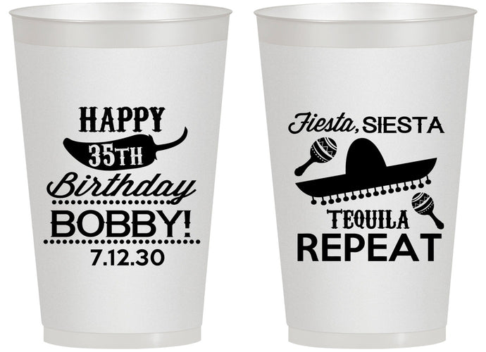 Personalized Birthday 14 oz Frosted Cups - 35th Fiesta Siesta Tequila | 20031