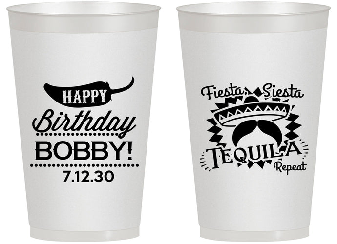 Personalized Birthday 14 oz Frosted Cups - Fiesta Siesta Tequila | 20032