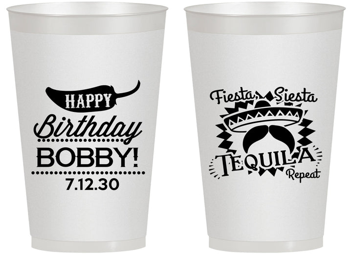 Personalized Birthday 14 oz Frosted Cups - Fiesta Siesta Tequila | 20032