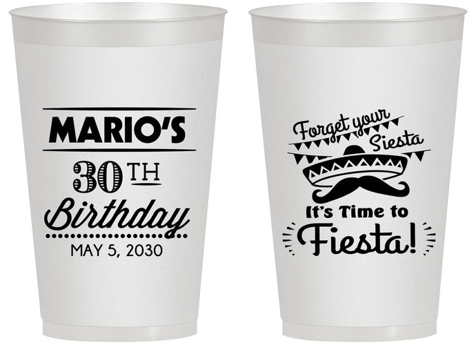 Personalized Birthday 14 oz Frosted Cups - 30th Fiesta | 20034