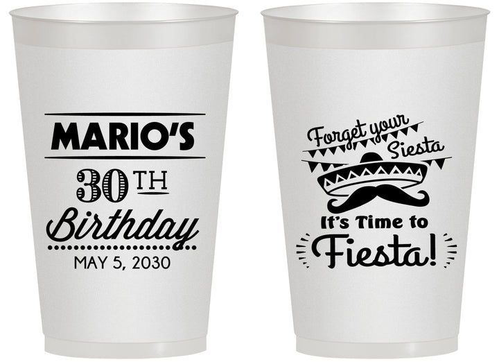 Personalized Birthday 14 oz Frosted Cups - 30th Fiesta | 20034