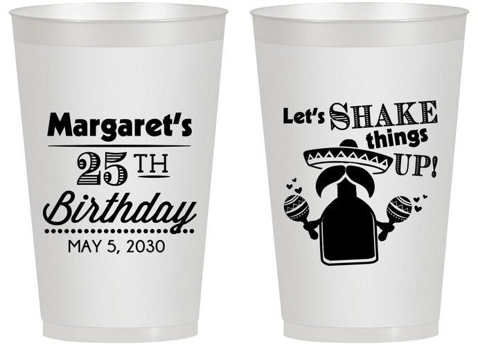 Personalized Birthday 14 oz Frosted Cups - 25th Fiesta | 20035