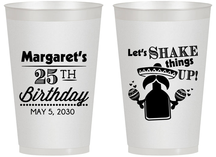 Personalized Birthday 14 oz Frosted Cups - 25th Fiesta | 20035