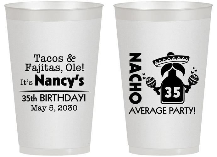 Personalized Birthday 14 oz Frosted Cups - 35th Nacho Average Party | 20036