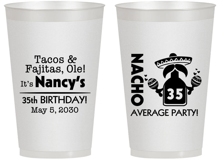 Personalized Birthday 14 oz Frosted Cups - 35th Nacho Average Party | 20036