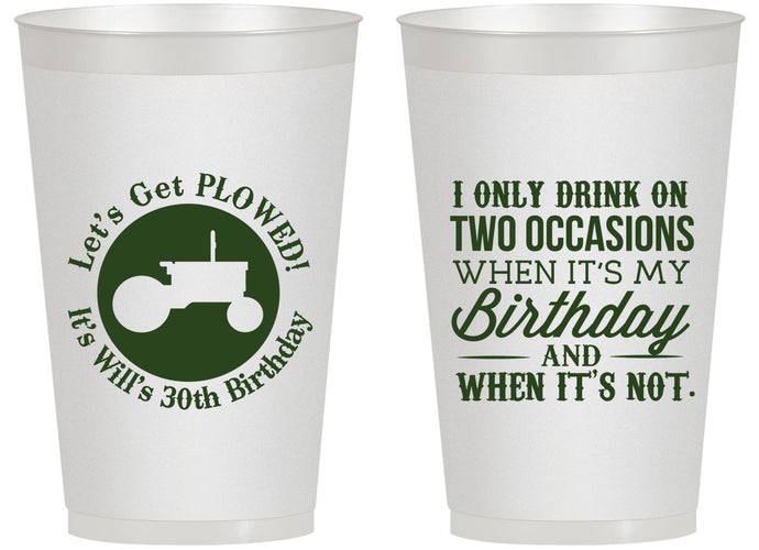 Personalized Birthday 14 oz Frosted Cups - 30th Lets Get Plowed | 20039