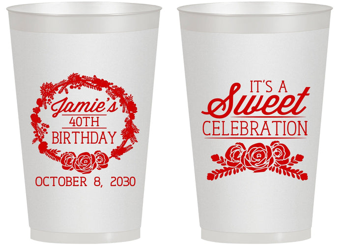Personalized Birthday 14 oz Frosted Cups - 40th | 20040