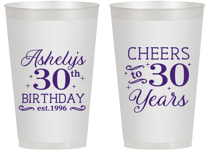Personalized Birthday 14 oz Frosted Cups - Cheers To 30 Years | 20041