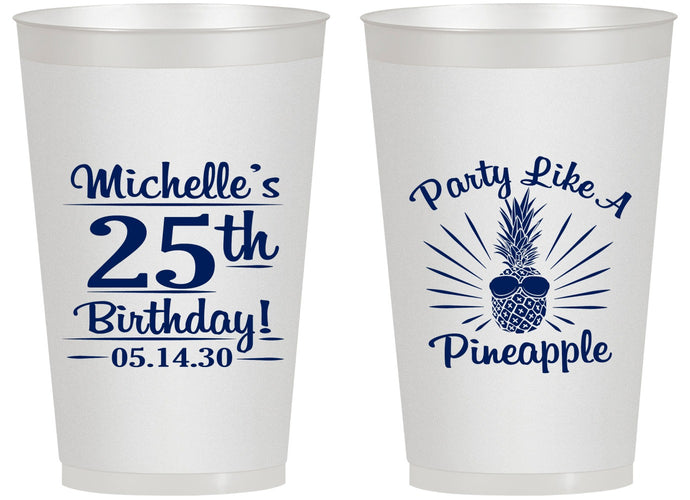 Personalized Birthday 14 oz Frosted Cups - 25th Pineapple | 20043