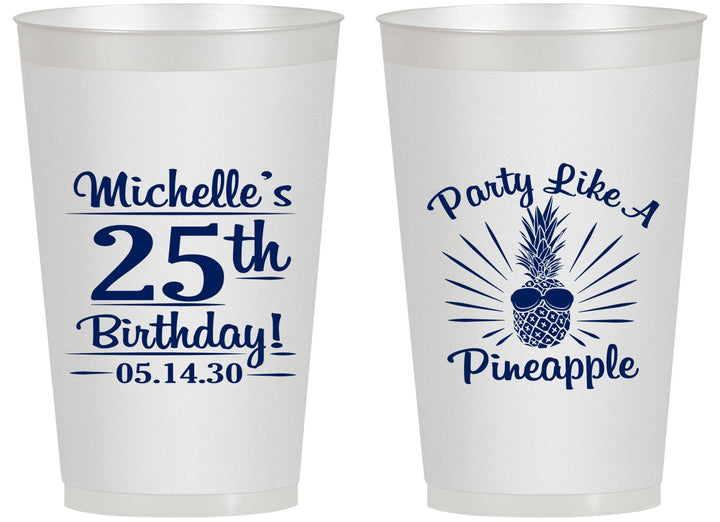 Personalized Birthday 14 oz Frosted Cups - 25th Pineapple | 20043