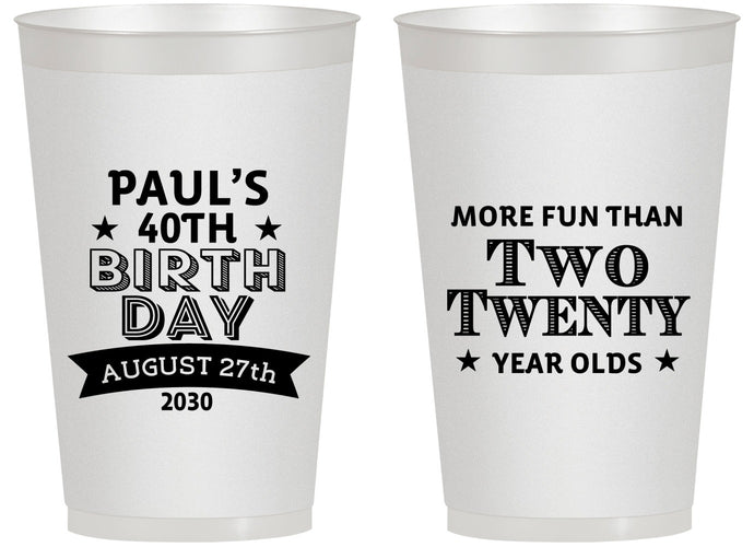 Personalized Birthday 14 oz Frosted Cups - 40th | 20045