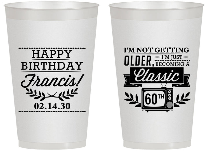 Personalized Birthday 14 oz Frosted Cups - 60th Classic Tv | 20057