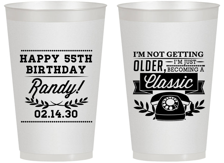 Personalized Birthday 14 oz Frosted Cups - 55th Classic Phone | 20058