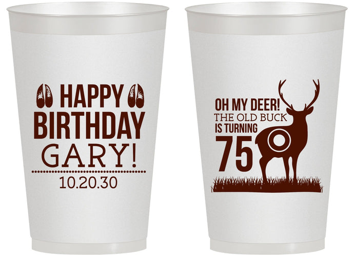 Personalized Birthday 14 oz Frosted Cups - 75th Hunting | 20063