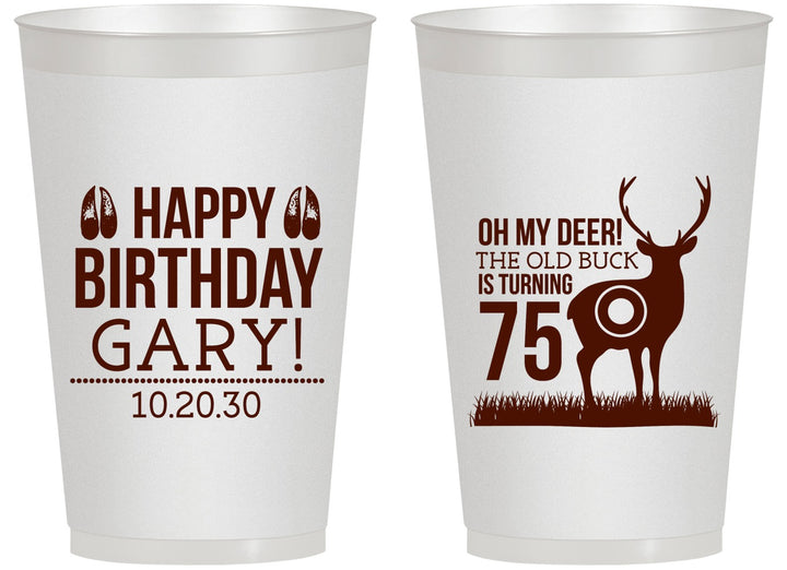 Personalized Birthday 14 oz Frosted Cups - 75th Hunting | 20063