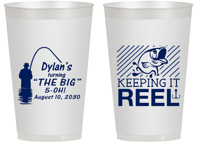 Personalized Birthday 14 oz Frosted Cups - 50th Keeping It Reel | 20067