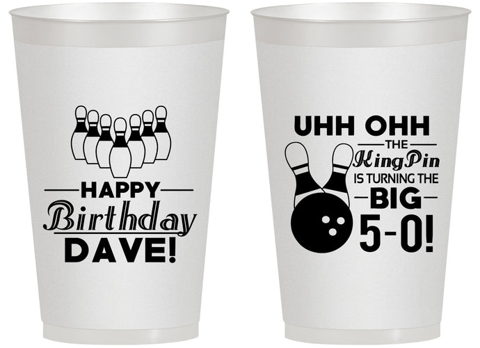 Personalized Birthday 14 oz Frosted Cups - 50th Bowing | 20071