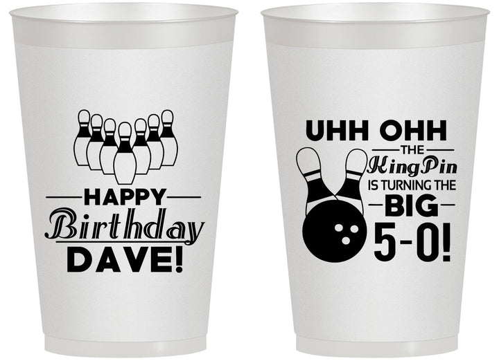 Personalized Birthday 14 oz Frosted Cups - 50th Bowing | 20071