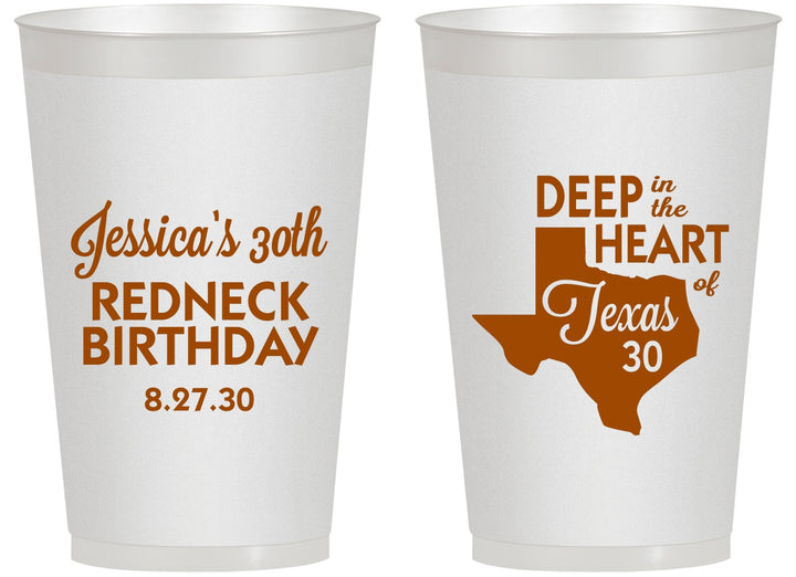 Personalized Birthday 14 oz Frosted Cups - 30th Redneck Texas | 20072
