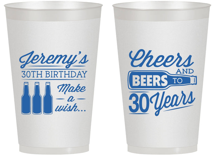 Personalized Birthday 14 oz Frosted Cups - Cheers Beers To 30 Years | 20076