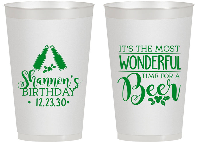 Personalized Birthday 14 oz Frosted Cups - Christmas | 20082