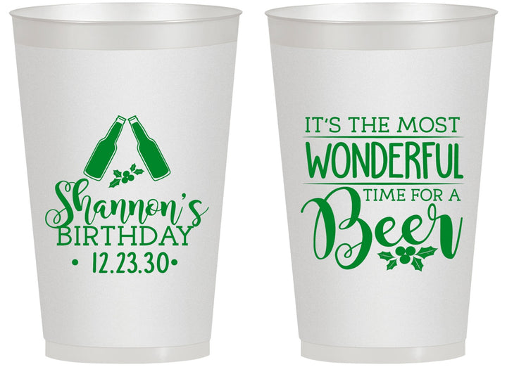 Personalized Birthday 14 oz Frosted Cups - Christmas | 20082