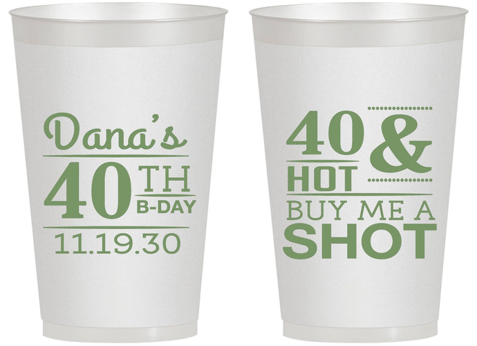 Personalized Birthday 14 oz Frosted Cups - 40th | 20086
