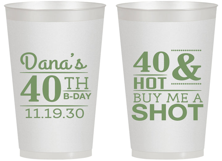 Personalized Birthday 14 oz Frosted Cups - 40th | 20086