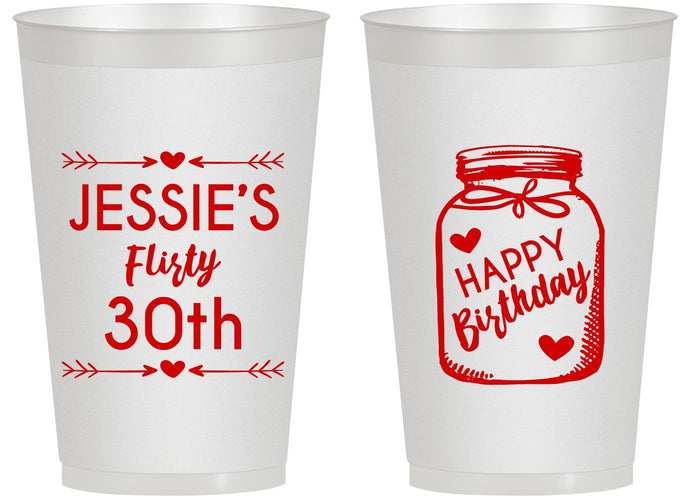 Personalized Birthday 14 oz Frosted Cups - 30th Flirty At Thirty | 20087