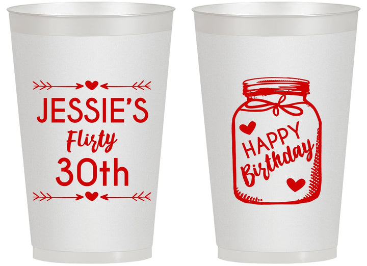 Personalized Birthday 14 oz Frosted Cups - 30th Flirty At Thirty | 20087