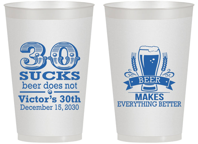 Personalized Birthday 14 oz Frosted Cups - 30th Sucks | 20097