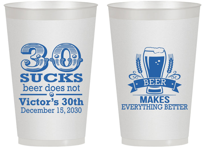 Personalized Birthday 14 oz Frosted Cups - 30th Sucks | 20097