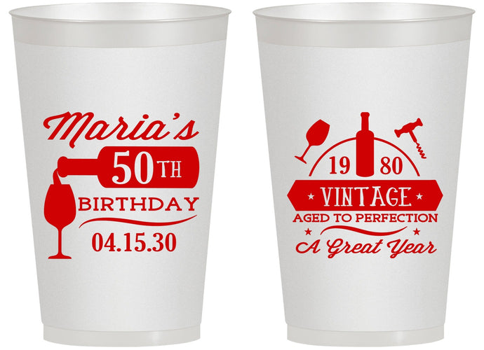 Personalized Birthday 14 oz Frosted Cups - 50th Wine | 20098