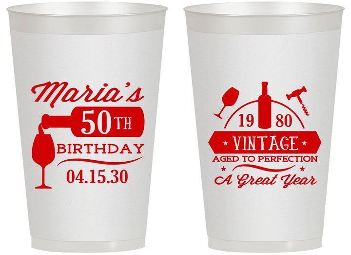 Personalized Birthday 14 oz Frosted Cups - 50th Wine | 20098