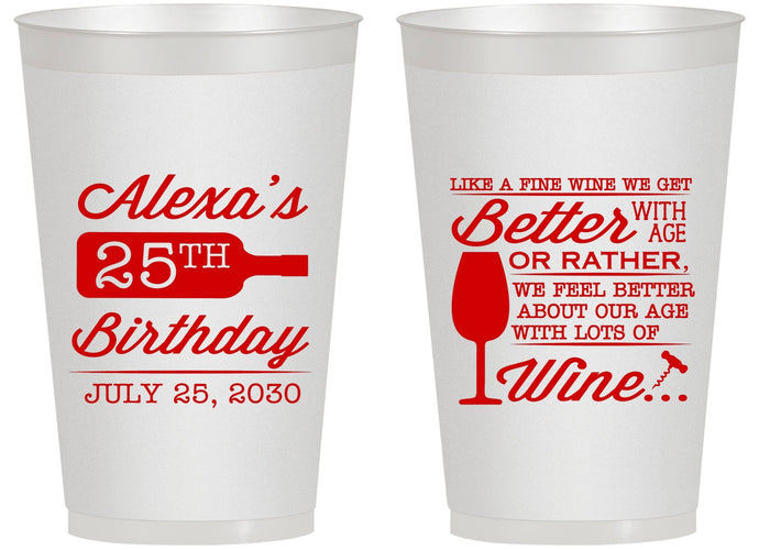 Personalized Birthday 14 oz Frosted Cups - 25th Wine | 20099
