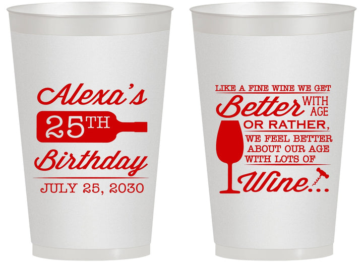Personalized Birthday 14 oz Frosted Cups - 25th Wine | 20099