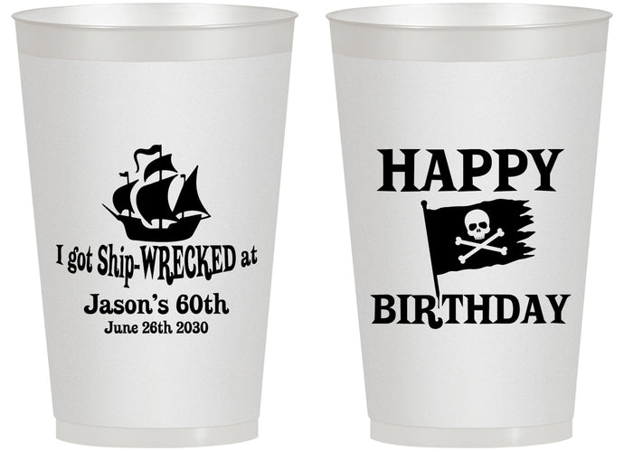 Personalized Birthday 14 oz Frosted Cups - 60th Pirate | 20106