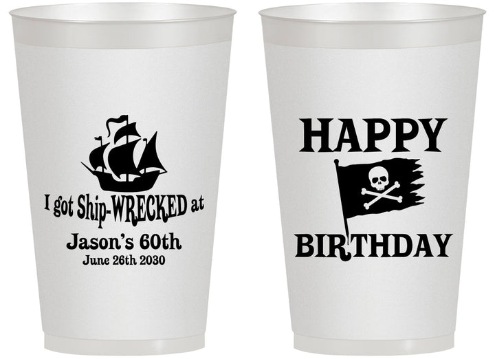 Personalized Birthday 14 oz Frosted Cups - 60th Pirate | 20106