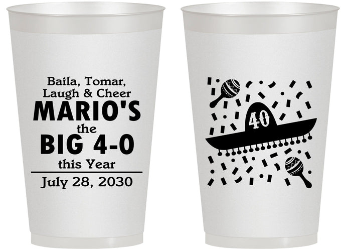 Personalized Birthday 14 oz Frosted Cups - 40th Mexico | 20109