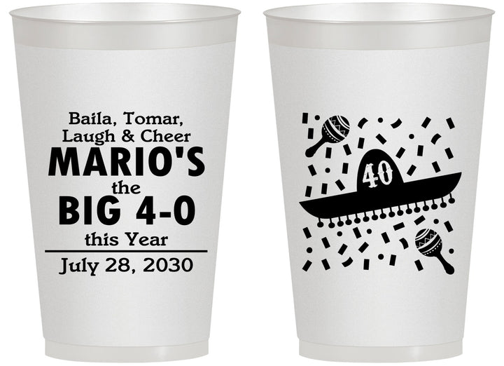 Personalized Birthday 14 oz Frosted Cups - 40th Mexico | 20109