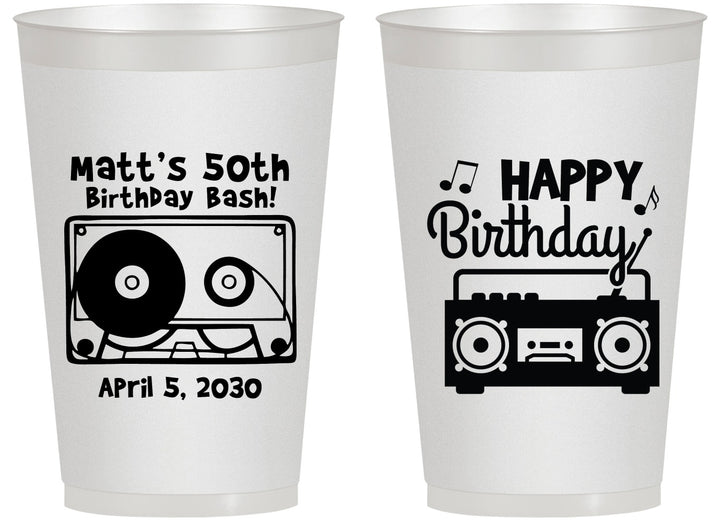 Personalized Birthday 14 oz Frosted Cups - 50th Cassette Tape | 20117