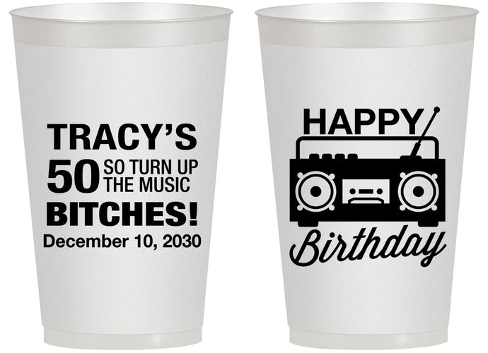 Personalized Birthday 14 oz Frosted Cups - 50th Cassette Tape | 20118
