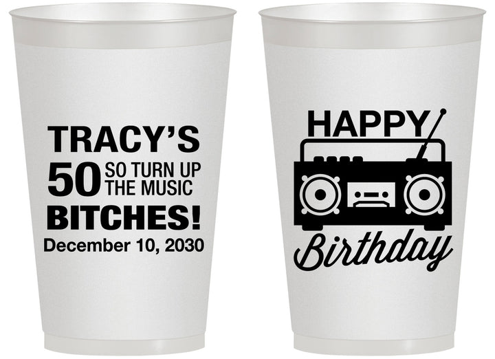 Personalized Birthday 14 oz Frosted Cups - 50th Cassette Tape | 20118