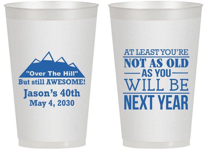 Personalized Birthday 14 oz Frosted Cups - 40th Over The Hill | 20121