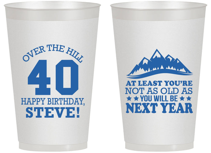 Personalized Birthday 14 oz Frosted Cups - 40th Over The Hill | 20123