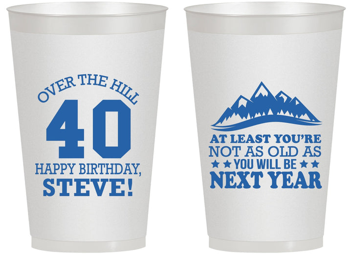 Personalized Birthday 14 oz Frosted Cups - 40th Over The Hill | 20123