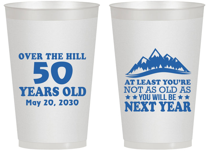 Personalized Birthday 14 oz Frosted Cups - 50th Over The Hill | 20124